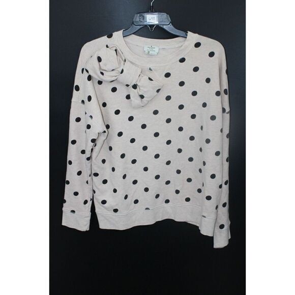 Kate Spade "Deco Dot Bow Sweatshirt" Cream/Black Size S MSRP $168 - Picture 1 of 7